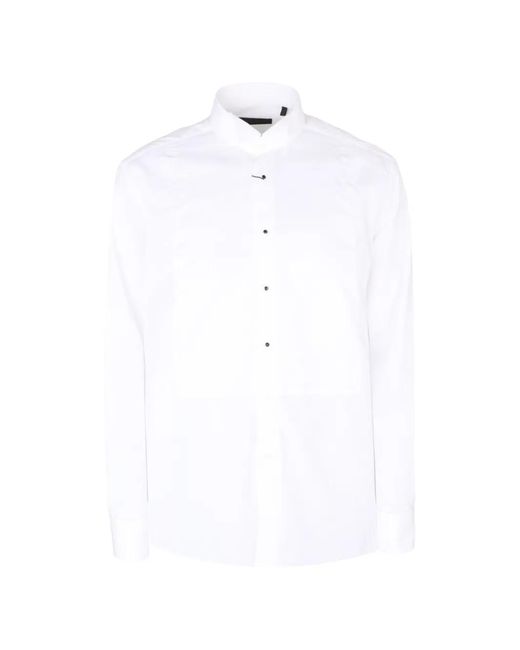 Corneliani White Wing-Tips Bib-Front Shirt for men