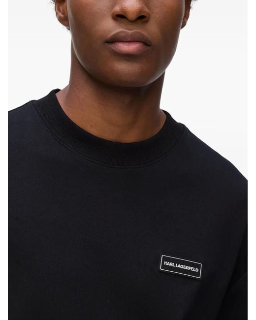 Karl Lagerfeld Black Logo-Patch T-Shirt for men
