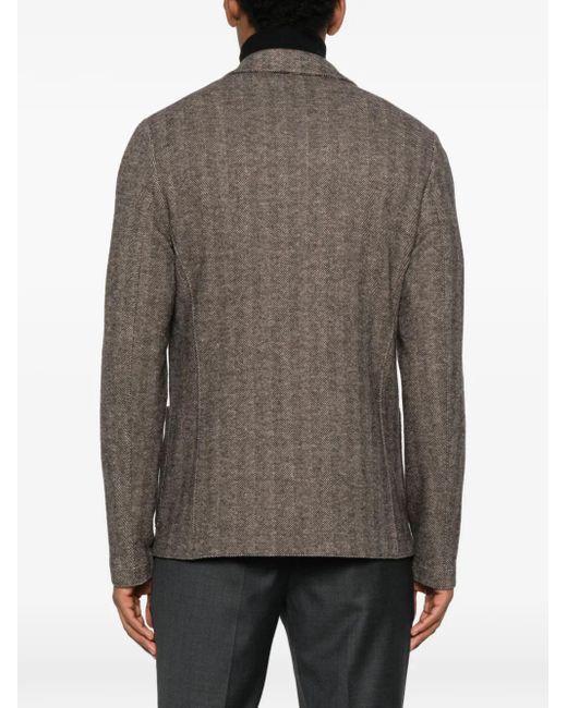 Harris Wharf London Brown Herringbone Two-Button Jacket for men