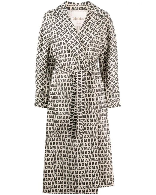 Max Mara Gray Mantel Mit Monogramm-Print