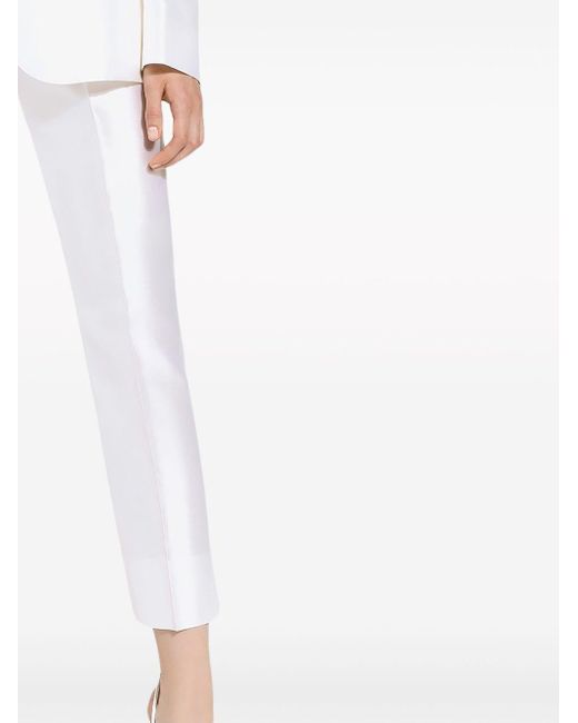 Dolce & Gabbana White Silk Tailored Trousers