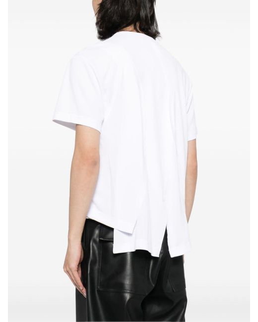 Comme des Garçons White Crew-neck Asymmetric T-shirt for men