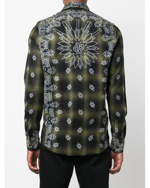 Amiri Black Bandana-Print Checked Shirt for men