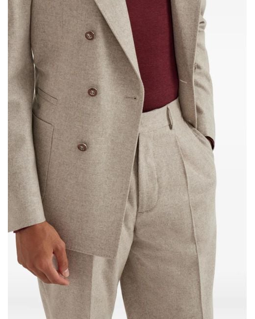 Brunello Cucinelli Geplooide Broek Met Cuffs in het Natural voor heren
