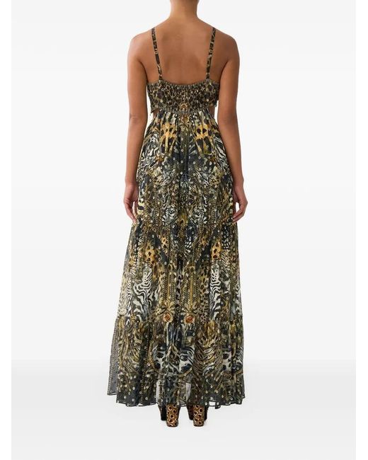 Camilla White Leopard-Print Cut-Out Maxi Dress