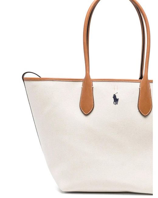 Polo Ralph Lauren White Canvas Tote Bag