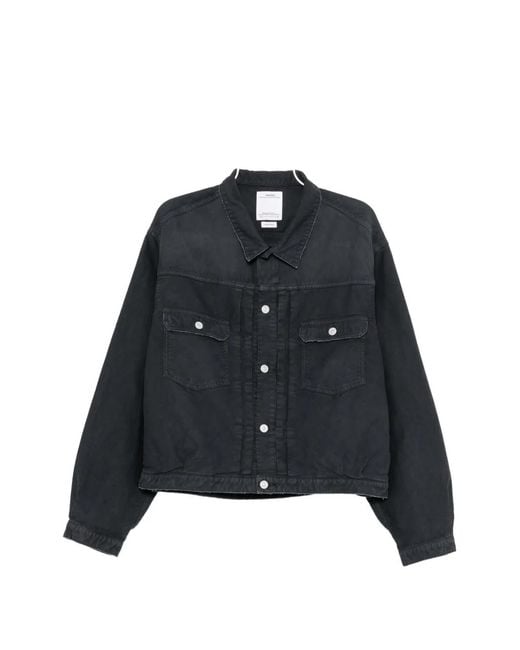 Visvim Black Panelled Denim Jacket for men