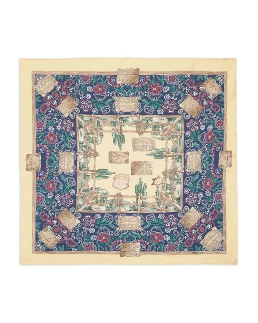 Bally Blue Twill Silk Scarf