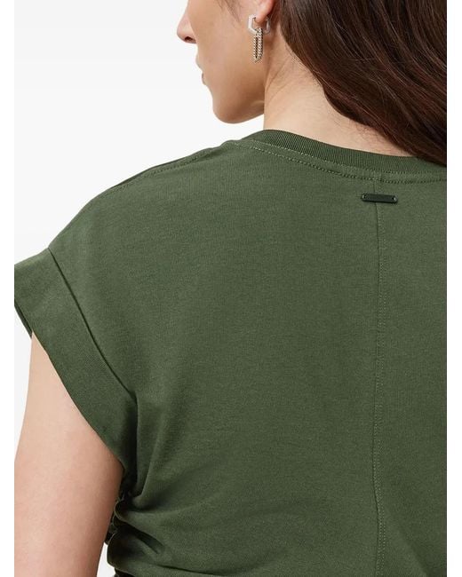 AllSaints Green Mira Side-Tie Short-Sleeve Top