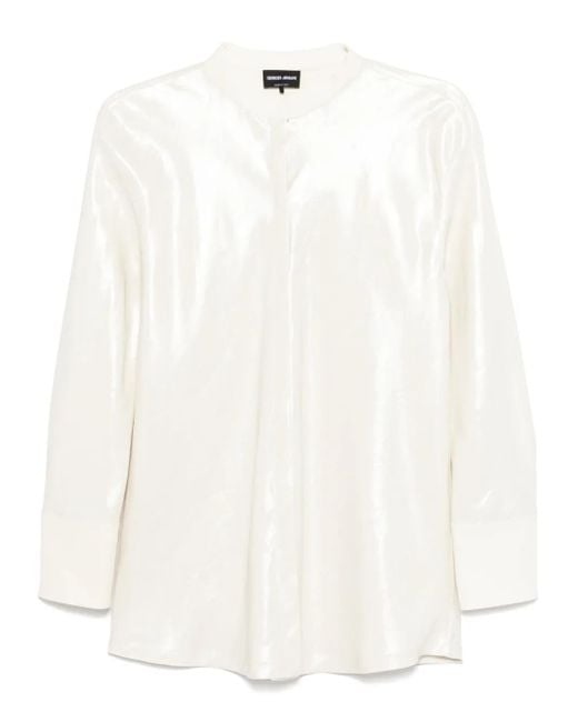 Giorgio Armani White Metallic-Effect Shirt