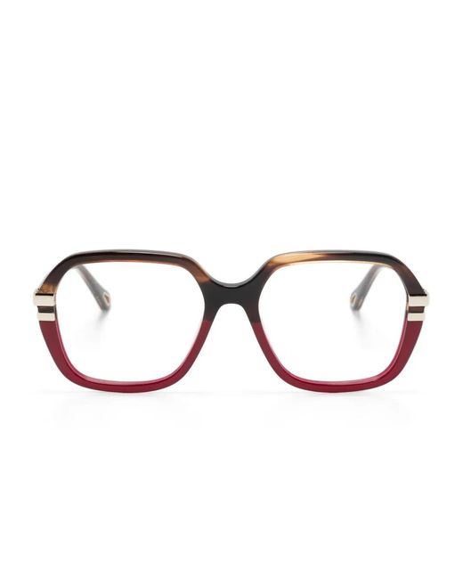 Chloé Brown Ombré-Effect Oversize-Frame Glasses