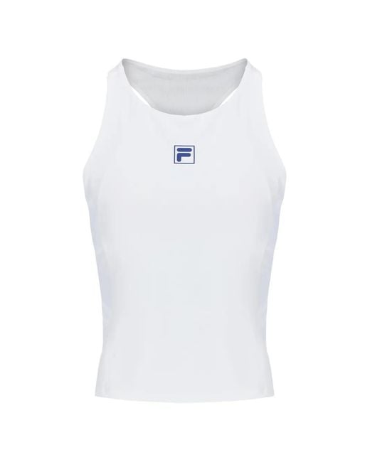 Fila White Racerback Logo-Patch Tank Top