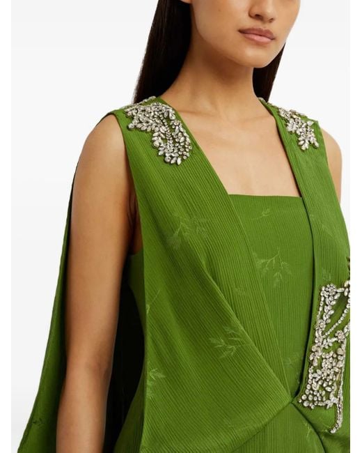 Erdem Green Drapiertes Abendkleid