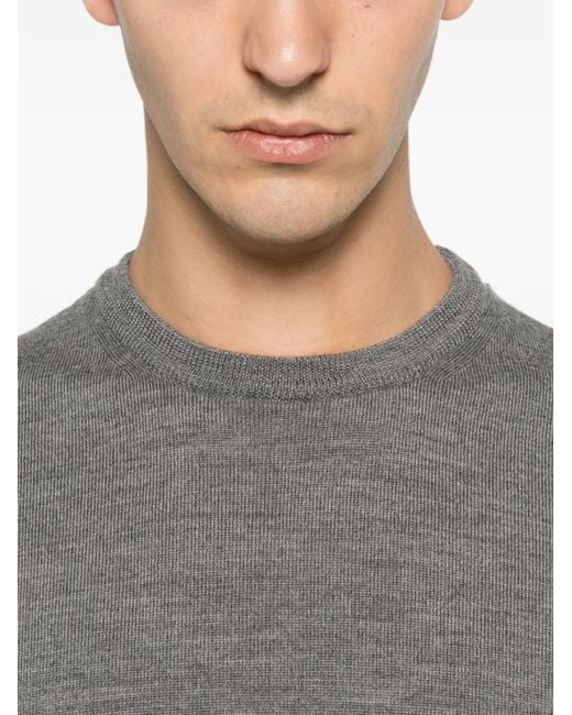 SERGIO MORETTI FIRENZE Gray Crew Neck Ribbed-Trim Sweater for men