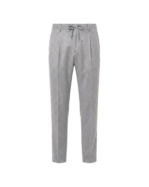 Peserico Gray Drawstring-Waist Pleated Trousers for men