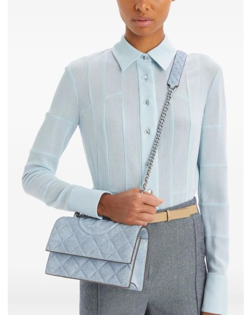Tory Burch Blue Small Fleming Denim Convertible Shoulder Bag
