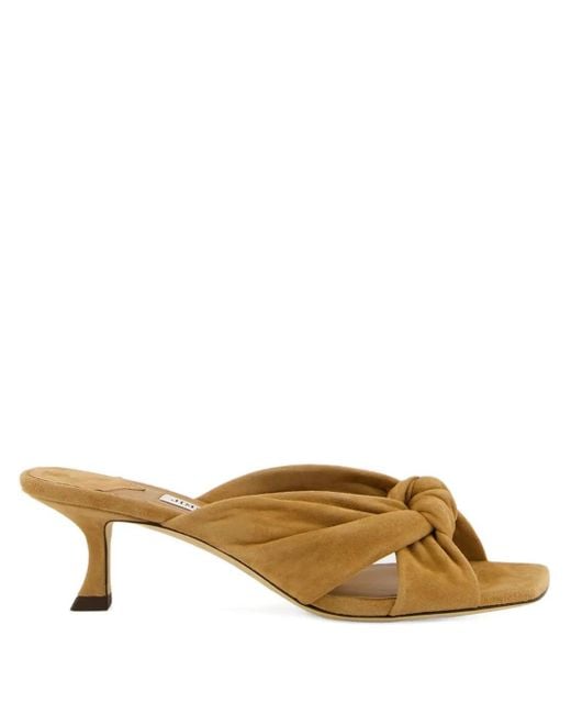 Jimmy Choo Metallic 50Mm Knotted Suede Sandals