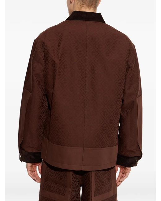 Casablanca Brown Monogram Corduroy-Trim Shirt Jacket for men