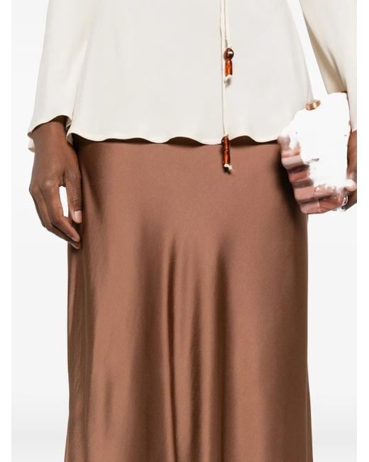 Jupe Mi-Longue En Satin À Taille Haute Ottod'Ame en coloris Brown