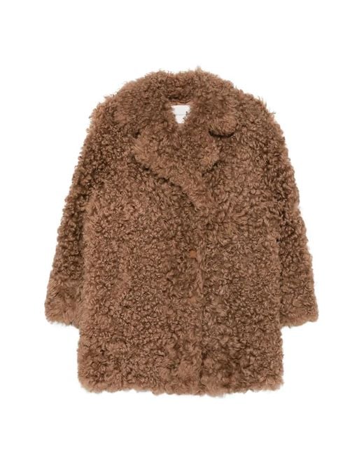 Manzoni 24 Brown Curly-Shearling Coat