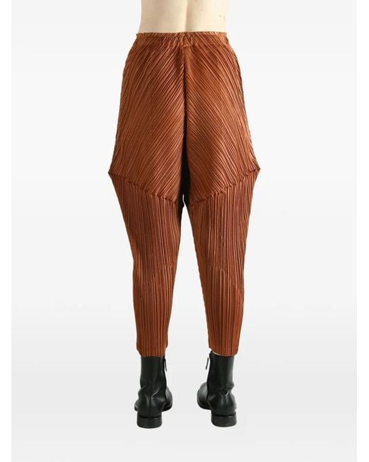 Pleats Please Issey Miyake Brown Pleated Trousers