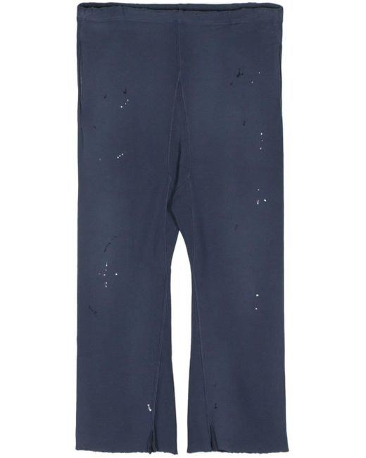 Maison Margiela Blue Paint-splatter-detail Cotton Trousers for men