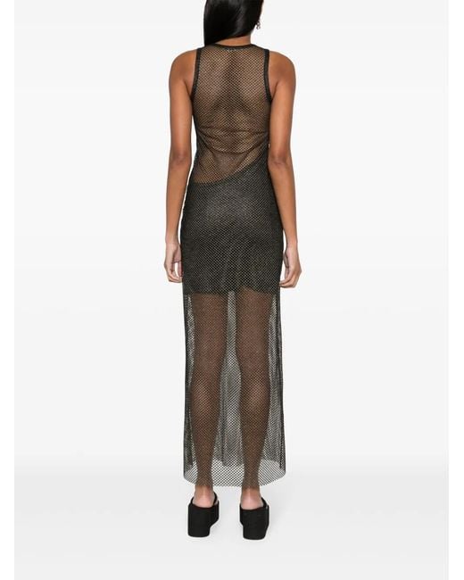 Palm Angels Black Mesh Maxi Dress