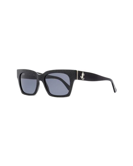 Jimmy Choo Blue Jo Rectangular-Frame Sunglasses
