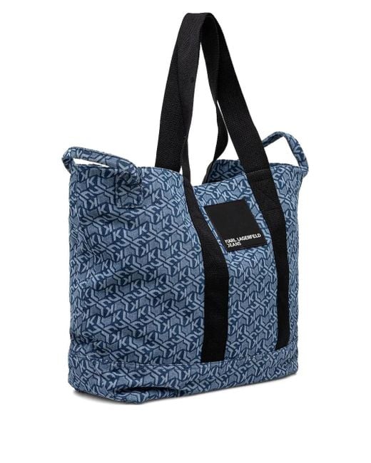 Karl Lagerfeld Blue Logo-Print Tote Bag