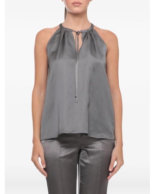 Emme Gray Halterneck Pleated Halterneck Blouse
