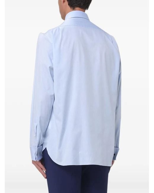Zegna Blue Stretch-Popeline Shirt for men