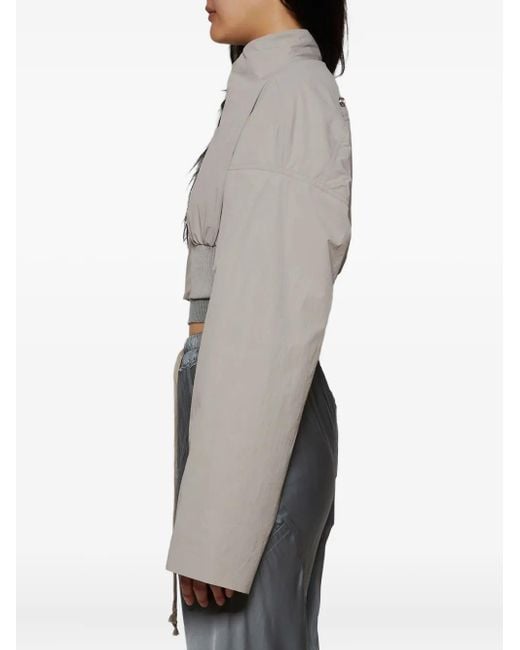 Rick Owens Gray Cropped Zip-Front Bomber Jacket