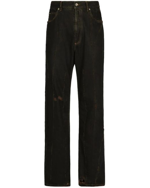 Dolce & Gabbana Black Straight-Leg Cotton Trousers for men