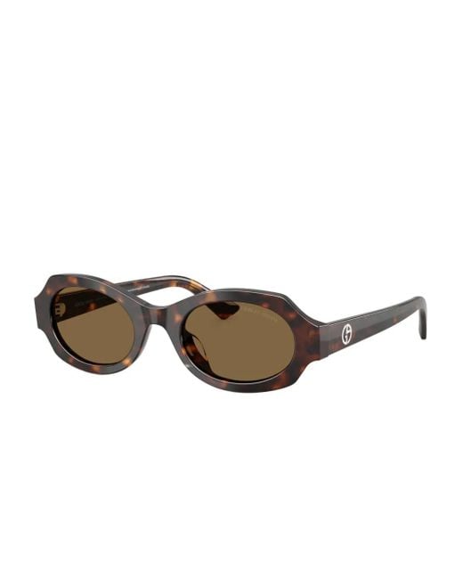 Giorgio Armani Brown Tortoiseshell Oval-Frame Sunglasses