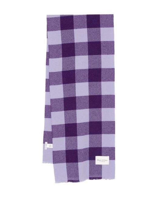 Marc O' Polo Purple Gingham-Check Scarf