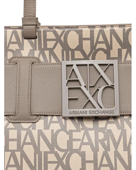 ARMANI EXCHANGE White Logo-Appliqué Patterned Tote Bag