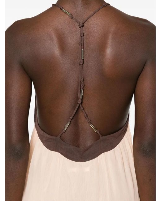 Patrizia Pepe Natural Robe Mi-Longue À Design Bicolore