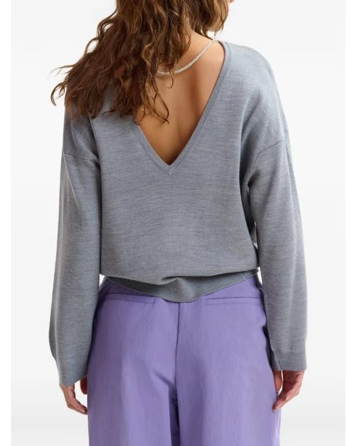 Essentiel Antwerp Gray Chain-Detail Sweater