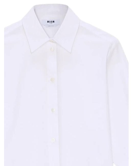 MSGM White Chemise À Col Oversize