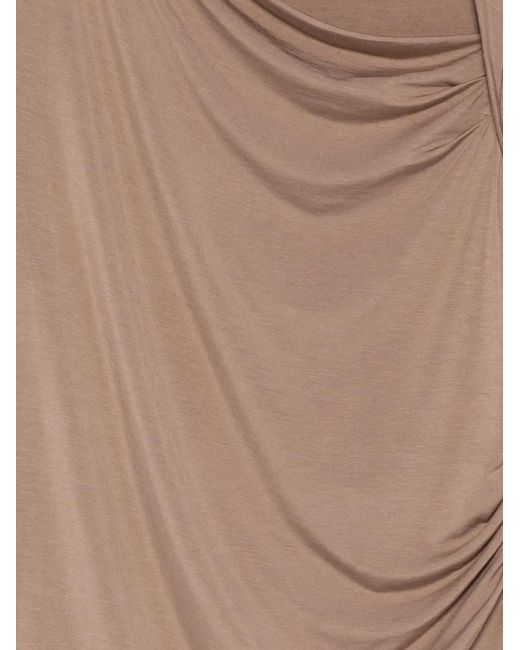 Ralph Lauren Brown Draped-detail Long-sleeve Top