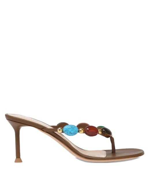 Gianvito Rossi Brown 70Mm Shanti Thong Sandals