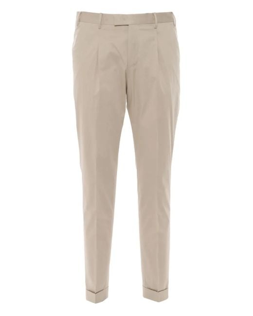 PT Torino Natural Plea-Detailing Turn-Up Trousers for men