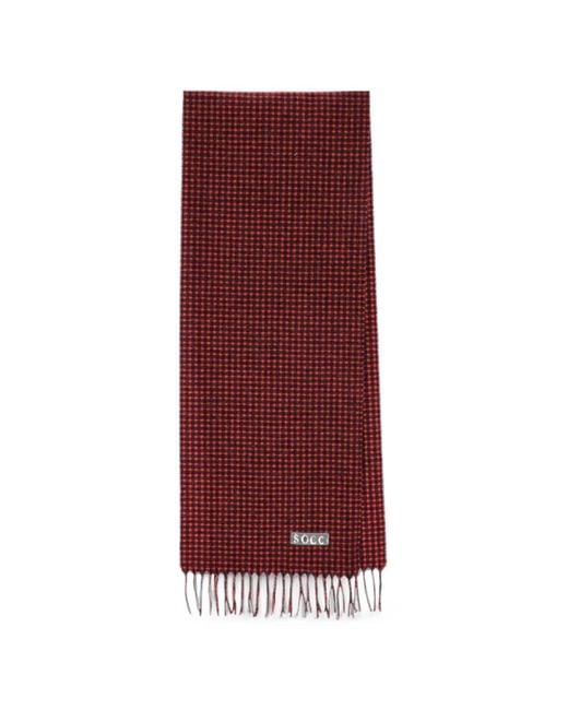 Jil Sander Red Gingham Fringed Scarf