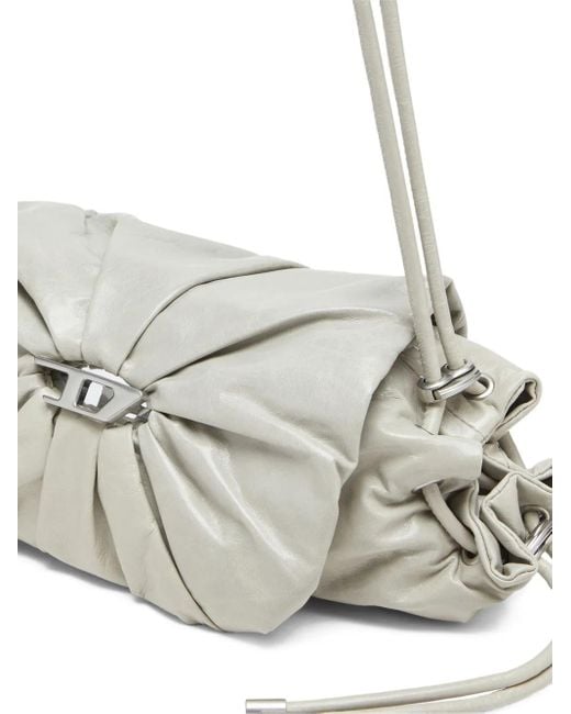DIESEL White Scrunch Leather Shoulder Bag