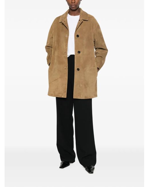 The Row Natural Damir Suede Button-Up Coat