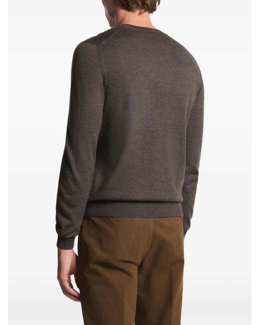 Fay Brown Crew-Neck Wool Sweater for men