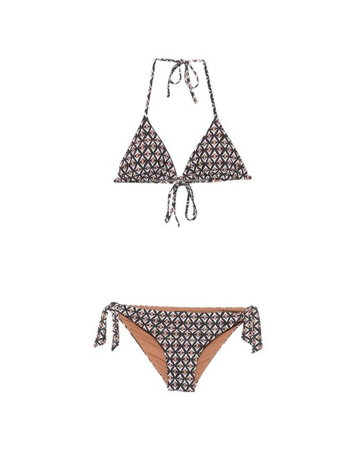IU RITA MENNOIA White Geometric-Print Bikini