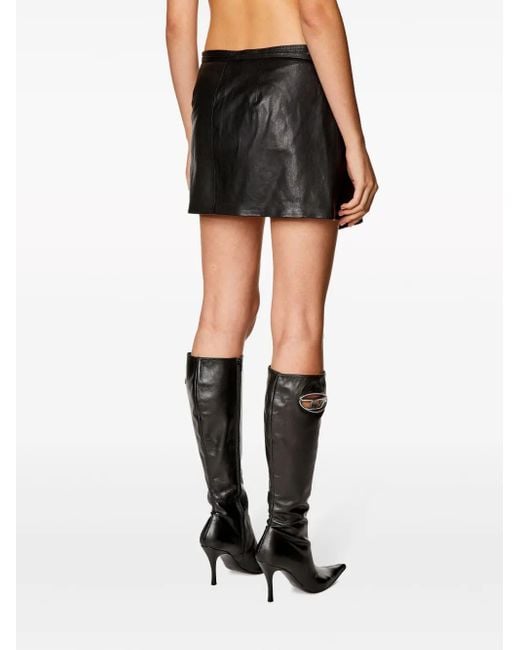 DIESEL Black L-Kesselle Leather Skirt
