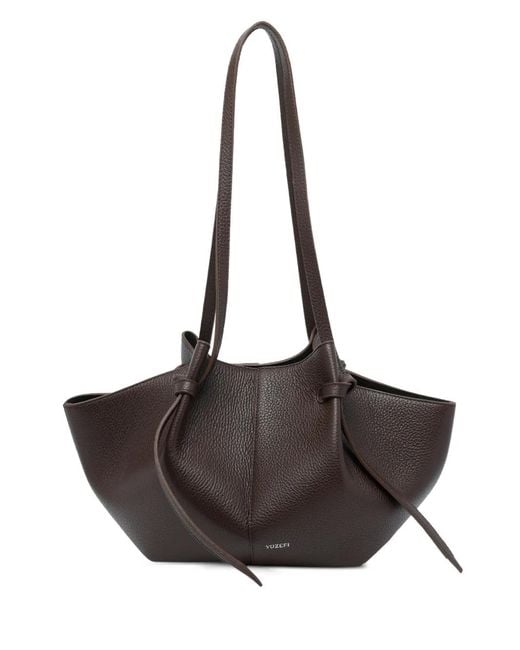 Yuzefi Black Mochi Leather Shoulder Bag
