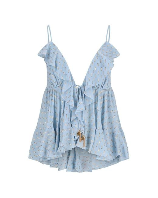 Zimmermann Blue Ruffle Top